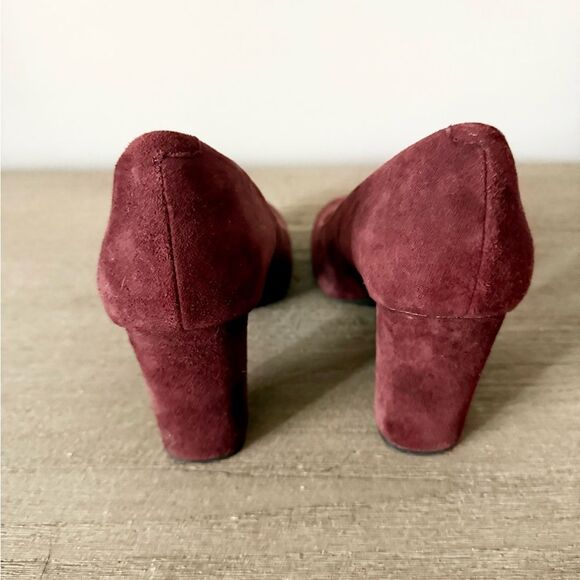 Clarks Chunky Round Toe Heel in Burgundy Suede Leather - Size 6 - Picture 4 of 7